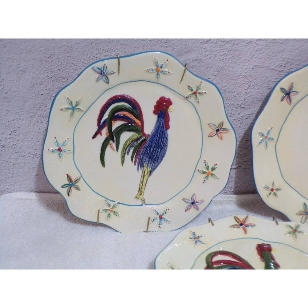 Market by Cindy Shamp Ceramic Rooster Hand Painted Plates‎ w/Hangers Set of 3